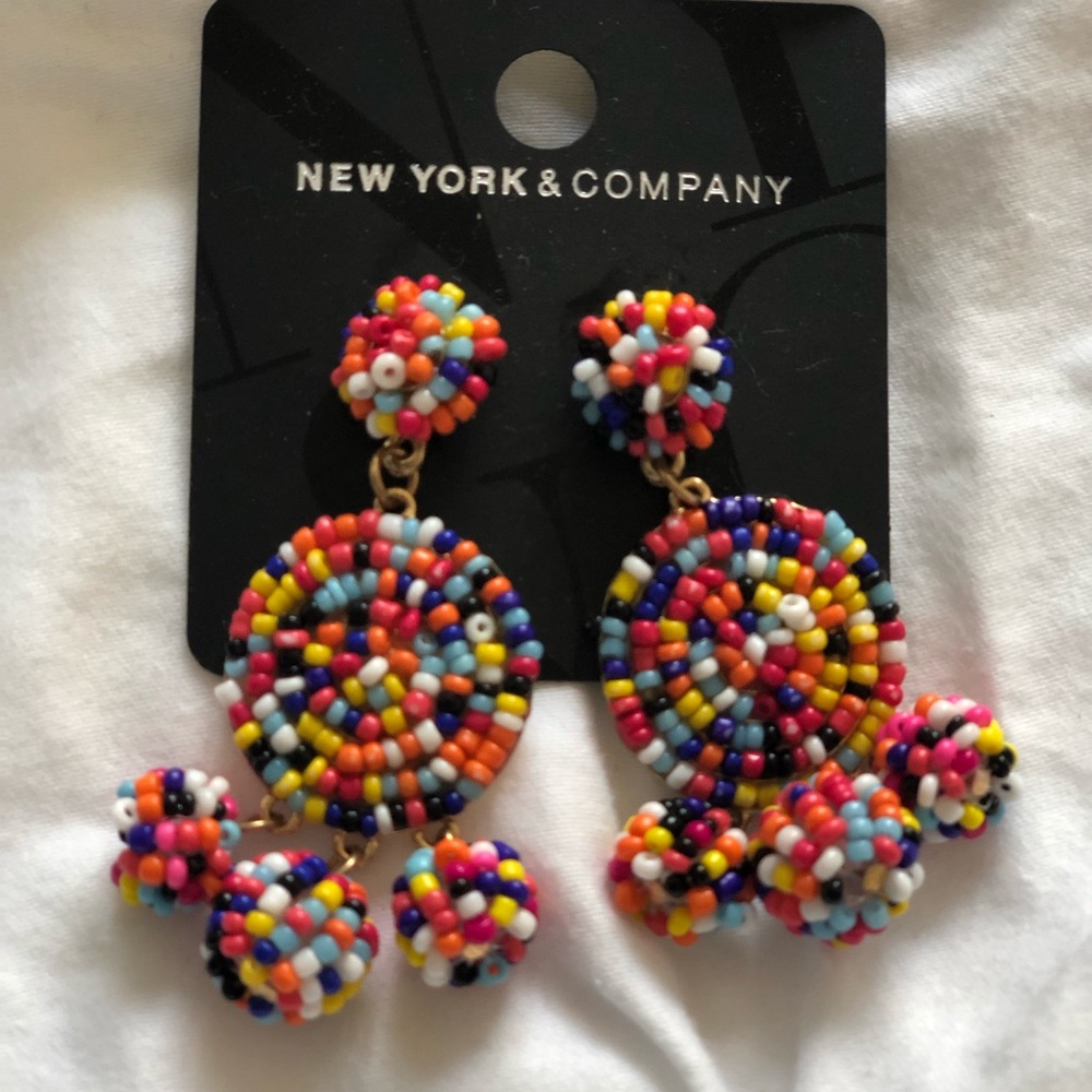 Rainbow Beaded Drop Earrings